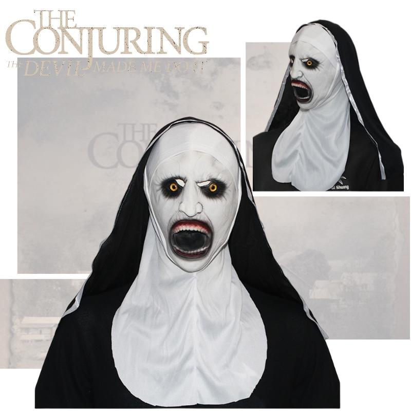 Страшная латексная маска монахини на Хэллоуин, жуткая и устрашающая, вдохновленная фильмами ужасов