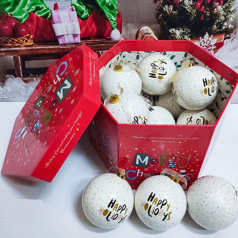 14 шт. в коробке, рождественские елочные подвесные шаровые украшения Navidad, новогодний шар, безделушка для рождественских украшений своими руками, шар с ремнями, детский подарок