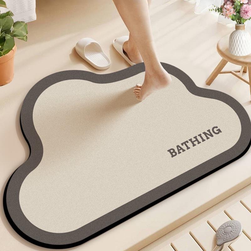 Диатомовая земля Абсорбирующий Нескользящий Коврик для ванной: Быстросохнущая, устойчивая к пятнам, легко очищаемая подкладка для ног