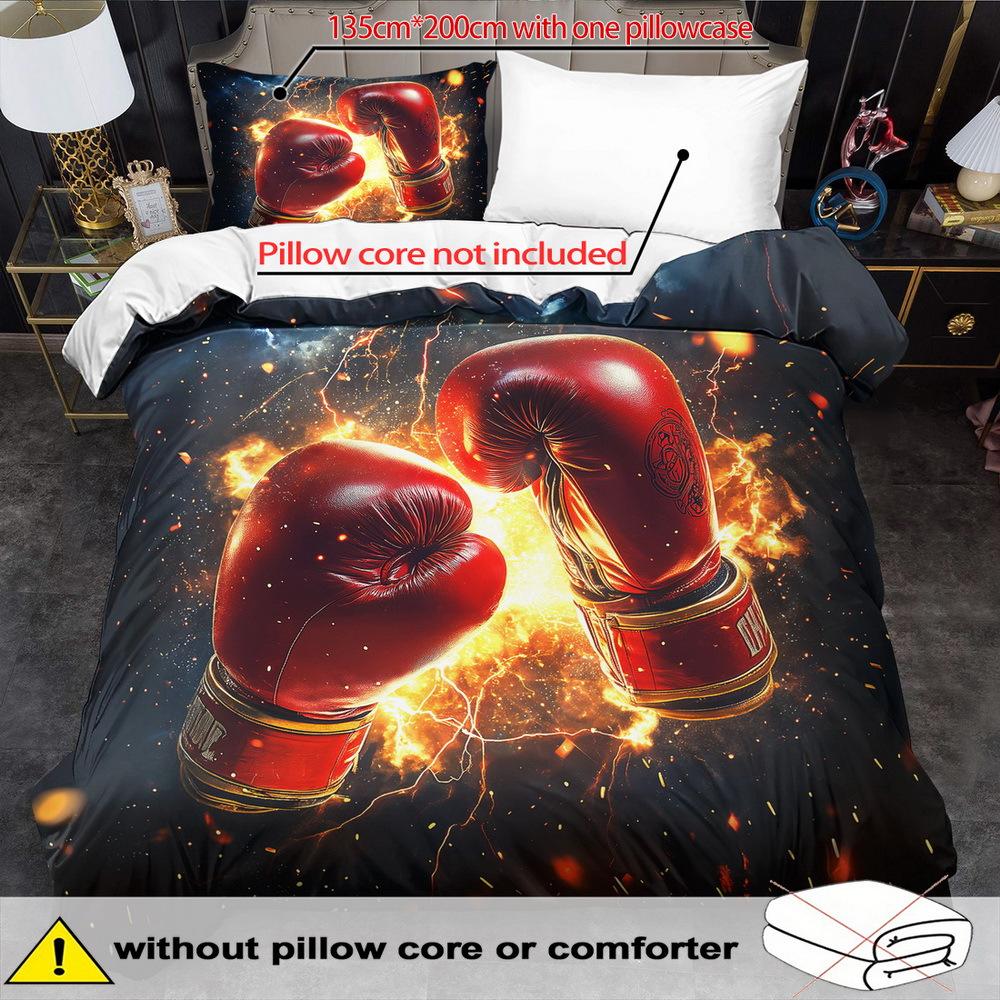 Open Boxing Theme Duvet Cover Set - 2/3pcs, Soft Comfortable Breathable, Boxing Glove Pattern Printed Bedding, Sports Fighting Print Quilt C