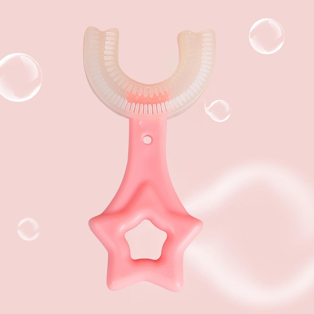 Kids U-Shaped Toothbrush For 6-12 Years, Food Grade Soft Silicone Brush Head, 360° Oral Teeth Cleaning Design For Toddlers And Children