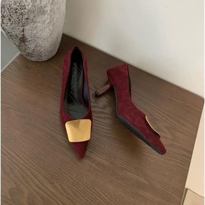 Новые туфли-лодочки на высоком каблуке, женская обувь, золотая пряжка, элегантные женские одинарные туфли, острый носок, тонкий высокий каблук, платья, рабочая обувь