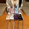 For iPhone 17 16 Pro 15 14 Pro Max 13 Samsung S25 S24 Ultra S23 FE S22 S21 Plating Love Heart Case For Magsafe Magnetic Crossbody Rope Phone Cover