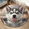 Круглый ковер с милым щенком, Ковер для гостиной, спальни, дивана, игровой комнаты, Нескользящий коврик для пола
