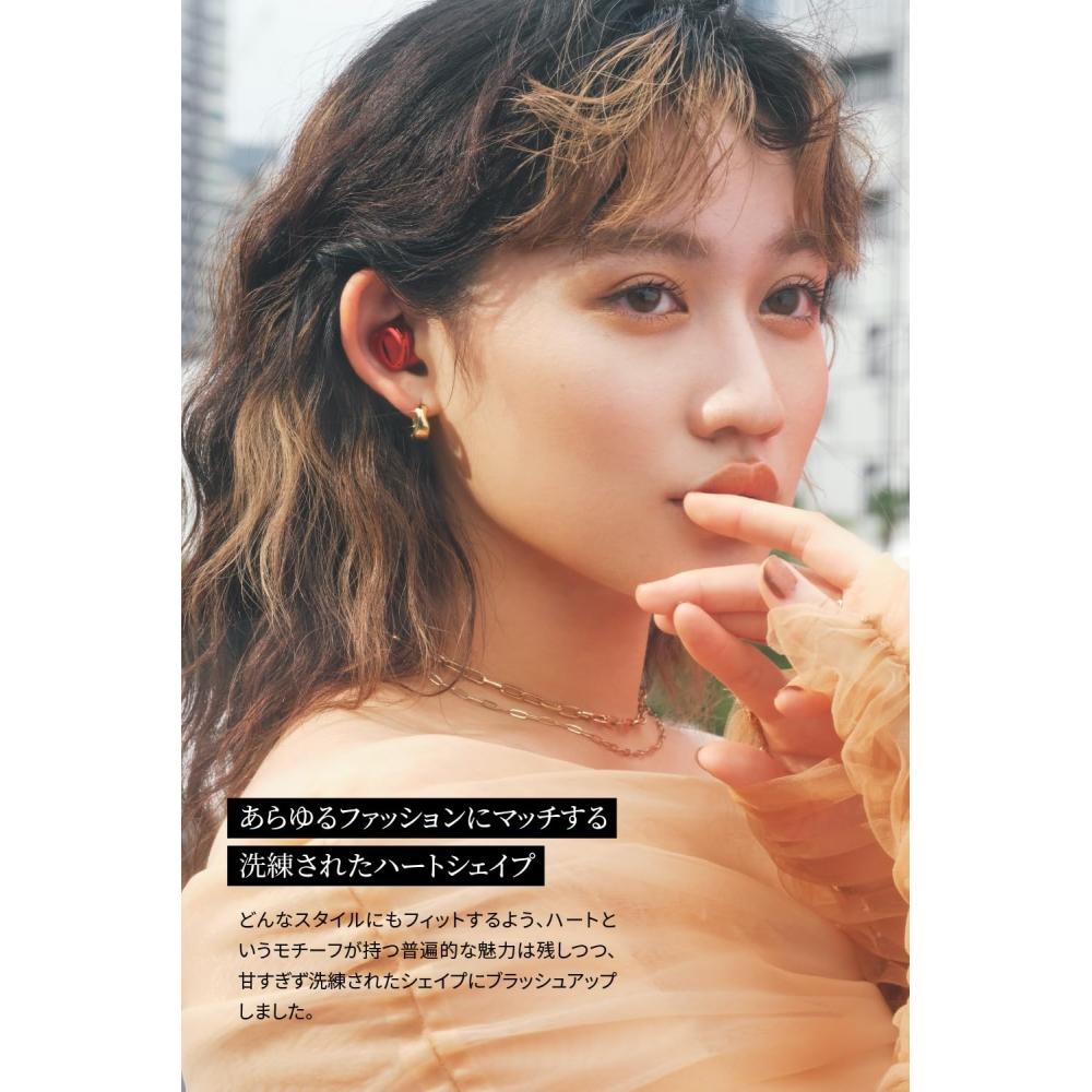 AVIOT Беспроводные наушники TE-I3, милые, в форме сердца, для маленьких ушей, для женщин, в комплект входит прозрачный жесткий чехол, Bluetooth 5.3, до 23 часов, длительное время воспроизведения,