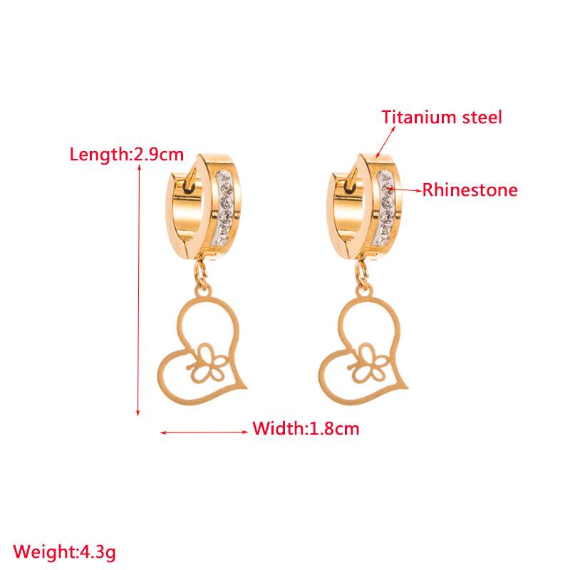 Женские простые серьги-капли в форме сердца, серьги-подвески из нержавеющей титановой стали, хрустальные цветочные глаза, золотой цвет, геометрические украшения для ушей