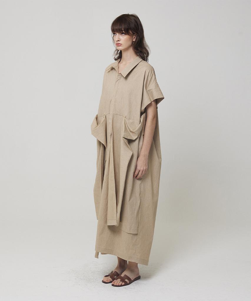 Meuameu Tie Sleeve Detail Shirt Dress