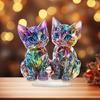 Yousheng Kitten Desktop Standing Decoration Colorful Miniature 2D Acrylic Dual Cat Sign Standing Animal Ornaments for Home Room Table Decor