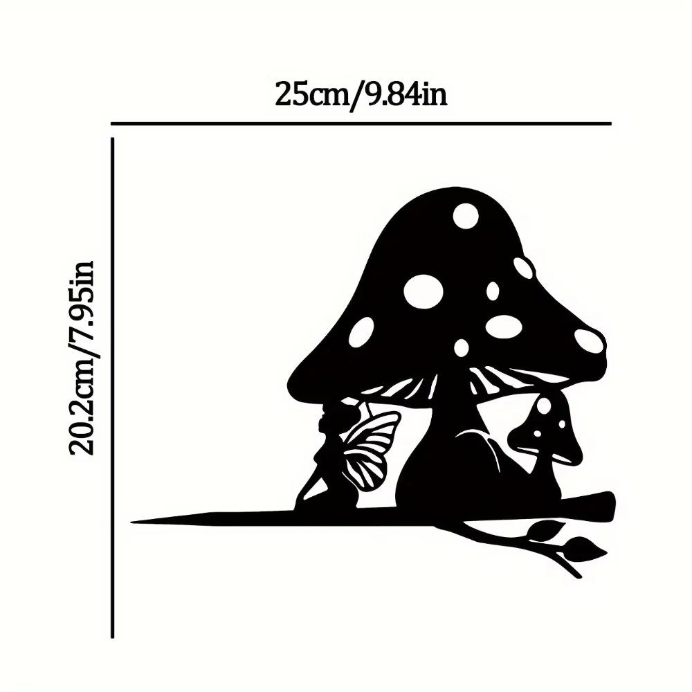 Очаровательное Металлическое Настенное Искусство Эльфа-Гриба - Железный Силуэтный Садовый Колышек для Наружного Домашнего Декора, Двора, Патио и Сада