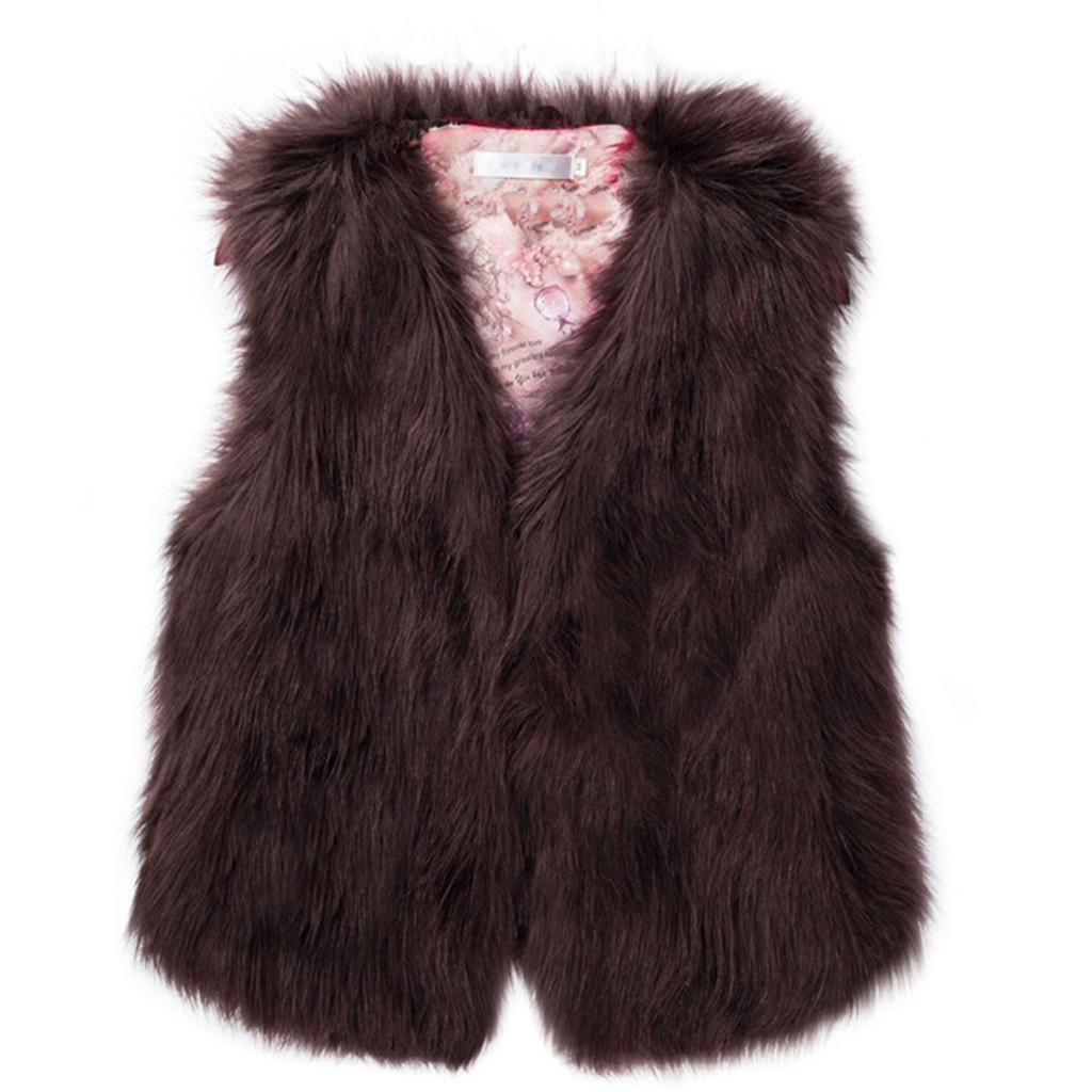 Женский искусственный жилет без рукавов, однотонный зимний свободный жилет, пальто