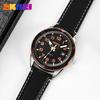 Skmei Watch Black Leather Strap Big Face Simple Hand Watch Waterproof Brand Analog Business Stylish Casual Luminous Arabic Numerals Date Watch Luxury