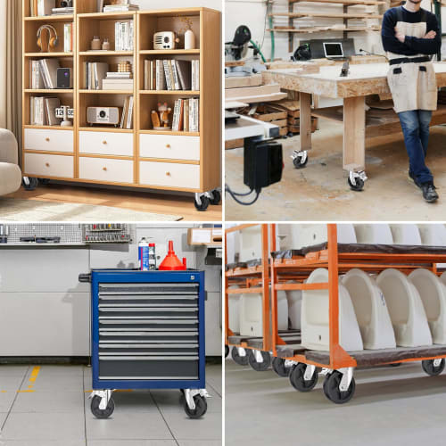 COOWOO 6-inch Casters, Set of 4, with Brakes, Heavy-Duty, 1000kg Load Capacity, 360-Degree Swivel, Quiet, Mute Series DIY Furniture Replacement Kit, 1