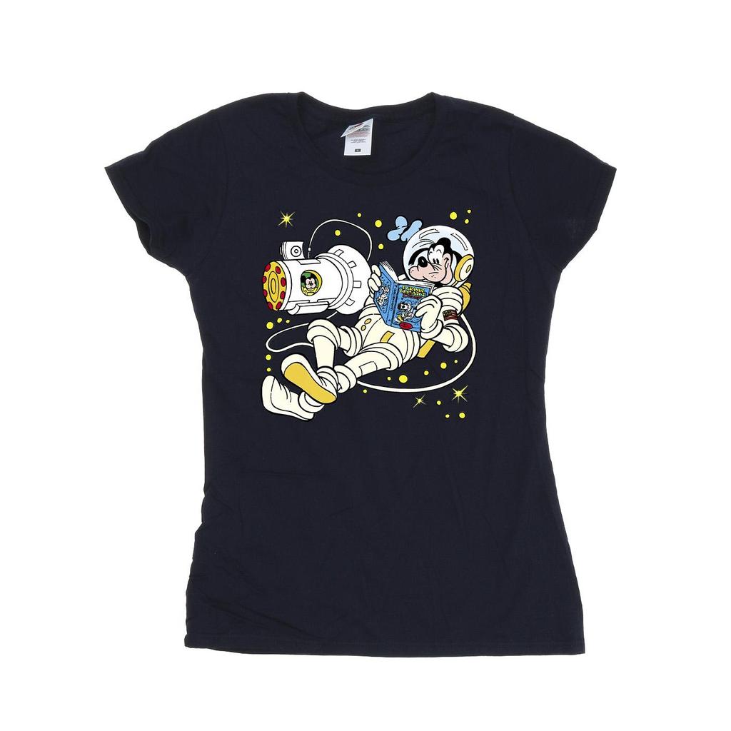 Disney Womens/Ladies Goofy Reading In Space Cotton T-Shirt