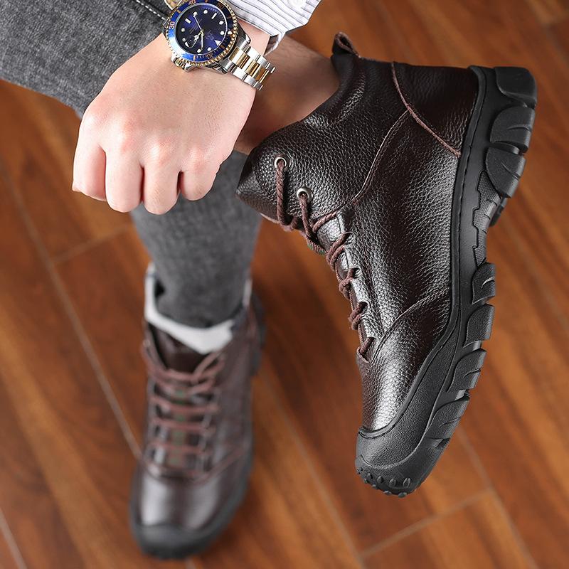 Брендовые зимние мужские ботинки для снега, теплые плюшевые мужские ботинки, водонепроницаемые кожаные ботинки для бега на открытом воздухе, нескользящие мужские ботинки для походов Sneakerst6