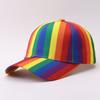 Color Block Baseball Cap Gradient Rainbow Striped Sun Hat Adjustable Unisex