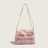 Pink Bow Tote Bag for Women Commuting Underarm Bag Simple Single Shoulder Crossbody Bag for Women