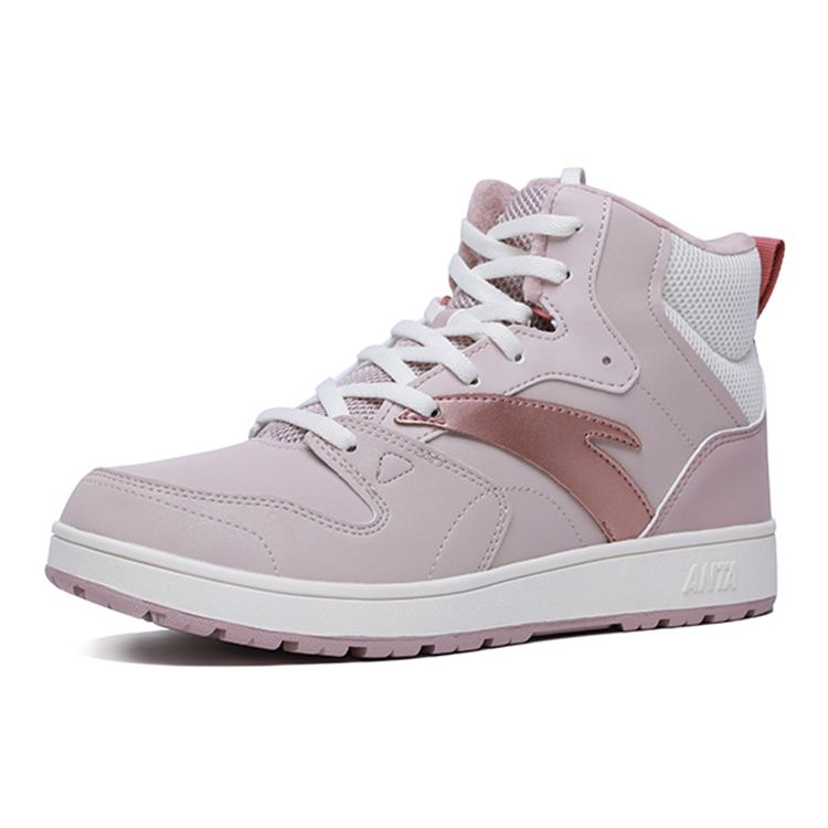 Anta Повседневные высокие кеды женские кроссовки серые розовые белые 122048988-1