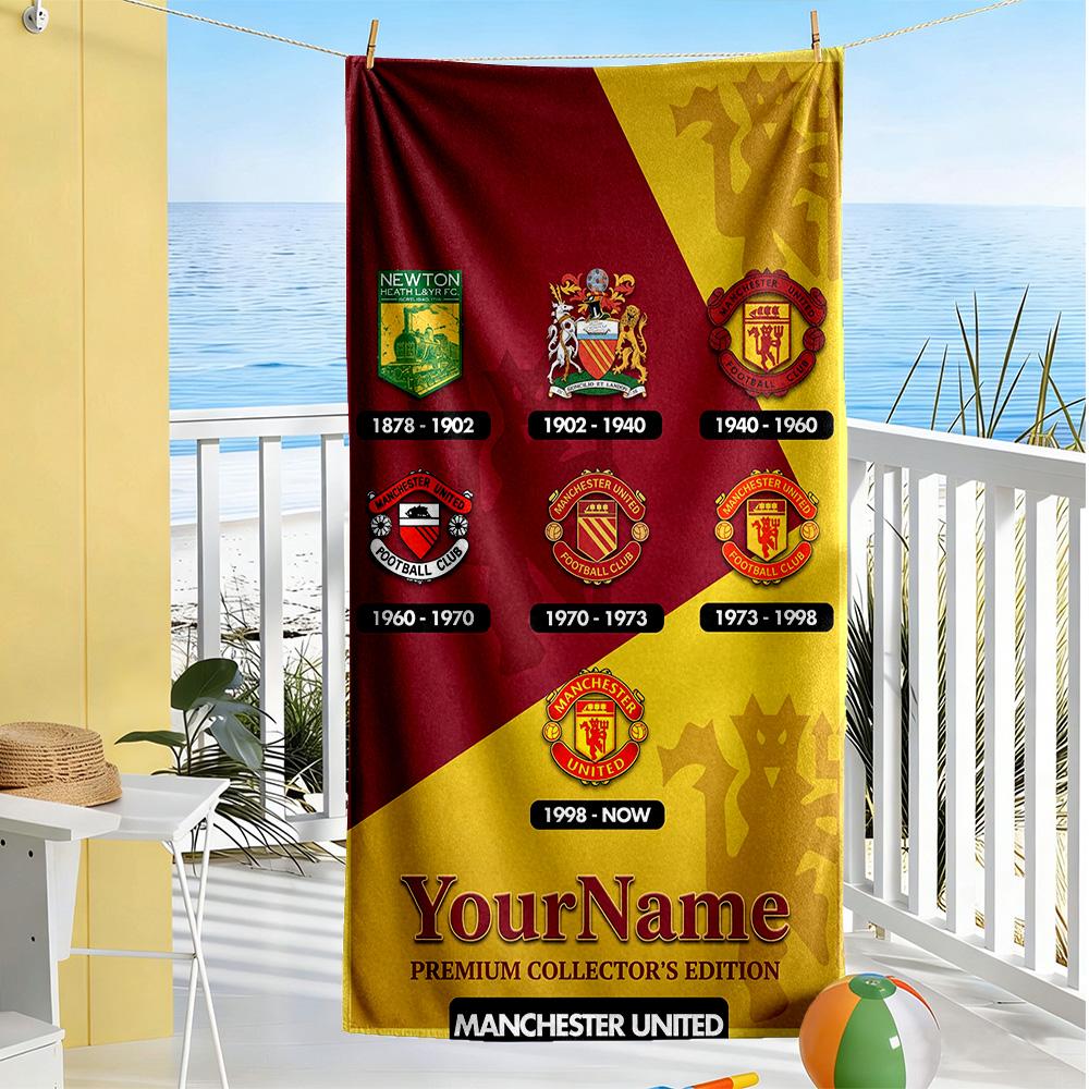 Manchester Customize Your Name Beach Towel High Absorbency & Quick-Dry Ideal for Travel Outdoor Swim Pool Yoga Surf Camping Hiking Gym Gift Holiday