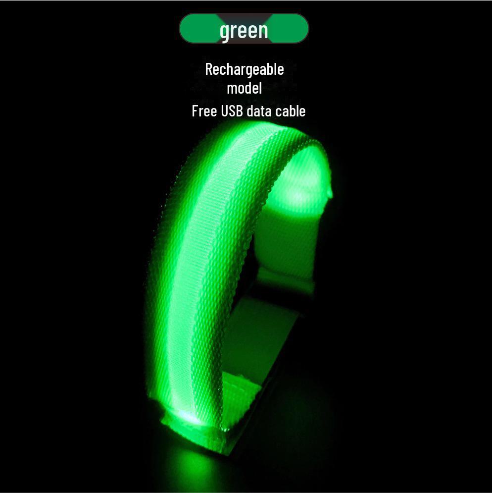 Светодиодная светоотражающая повязка на руку: Спортивный браслет с зарядкой через USB для бега в ночное время, езды на велосипеде, сигнальный фонарь с сетчатым дизайном.