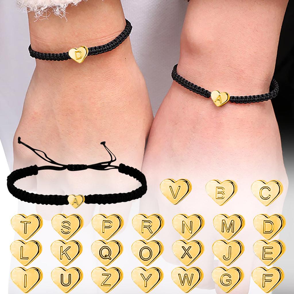 Letter Initial Heartstring Bracelet Hand Rope Woven Bracelet Girlfriend Bracelet Couple Bracelet
