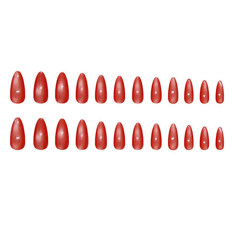 Temperament cat's eye rose red fashion white atmosphere ins wind removable nail art pieces 24 pieces