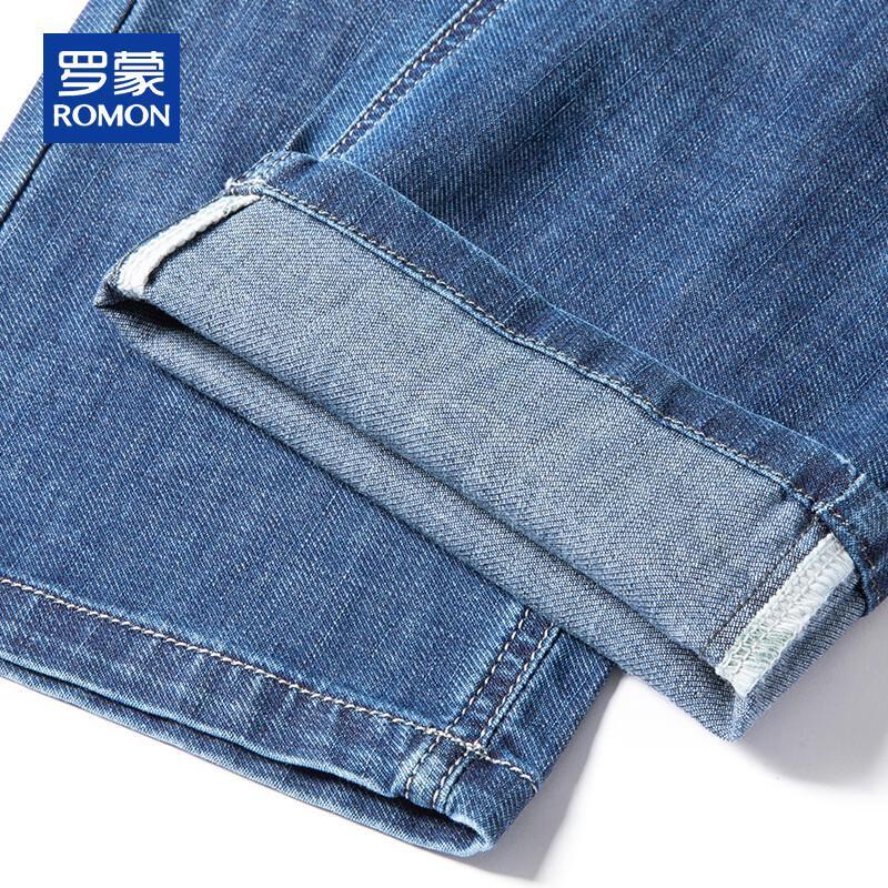 ROMON Men's Summer Loose Straight-Leg Stretch Jeans