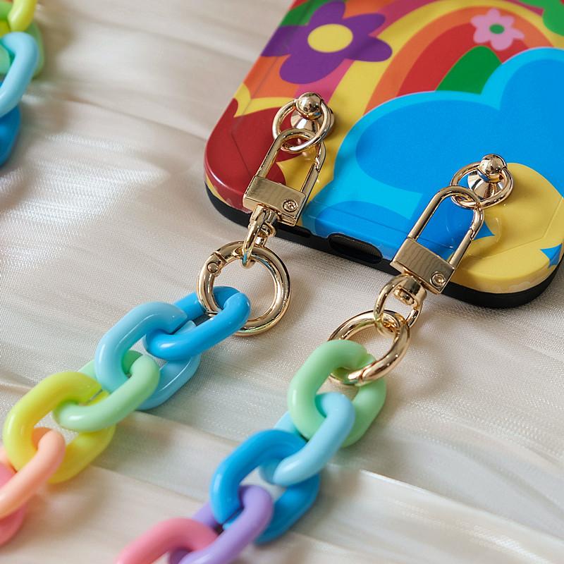 Новый аксессуар для телефона, часть цепи для мобильного телефона, анти-потерянный универсальный карамельный Радужный ремень на плечо и шею, ремешок для телефона через плечо, чехол-держатель