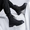2026New Men's Boots Fashion High Top Motorcycle Boots British Casual Leather Boot Plush Warm Winter Boots for Men Platform Botas
