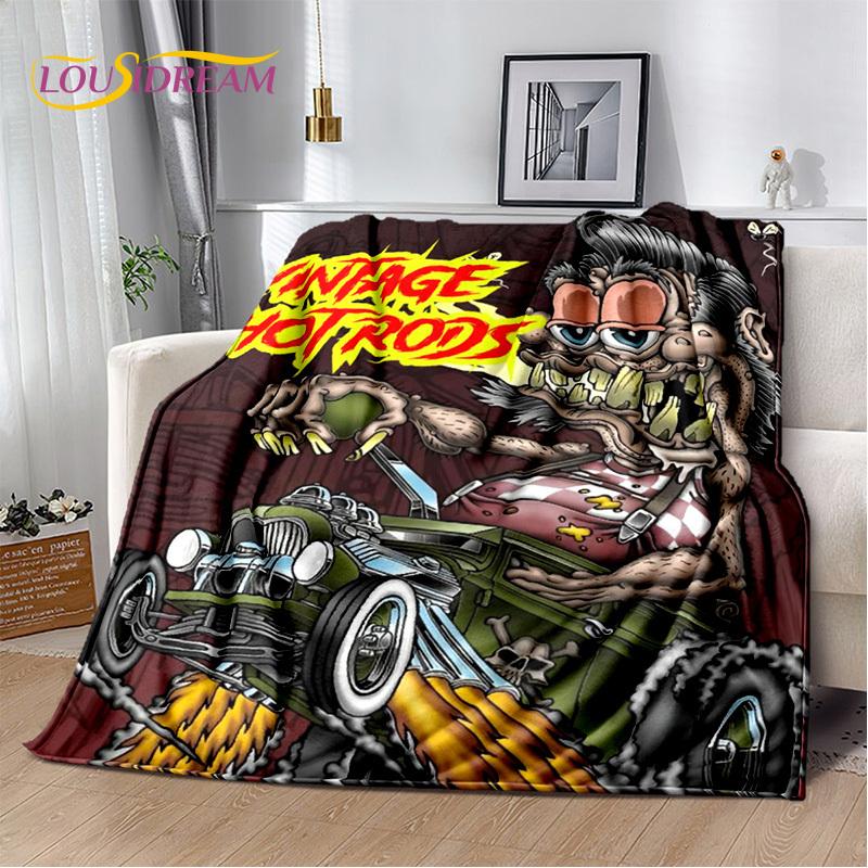 Одеяло с изображением мотоцикла, автомобиля и забавной крысы Fink, мягкое одеяло для дома, спальни, кровати, дивана, пикника, путешествия, офиса