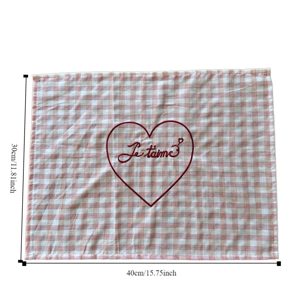 Square Heart Embroidered Placemats Elegant Background Cloth Durable Table Mat Restaurant