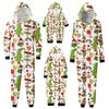 Christmas Print Family Matching Hooded Long Sleeved Zippered Jumpsuit Set