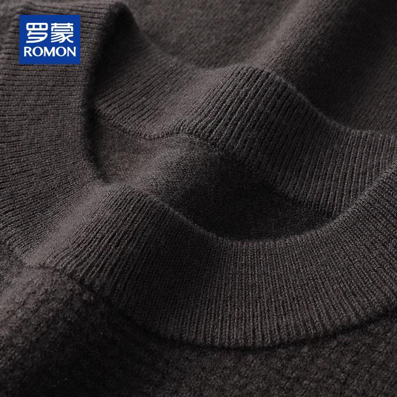 ROMON Men's 100% Pure Wool Half-Turtleneck Pullover Sweater