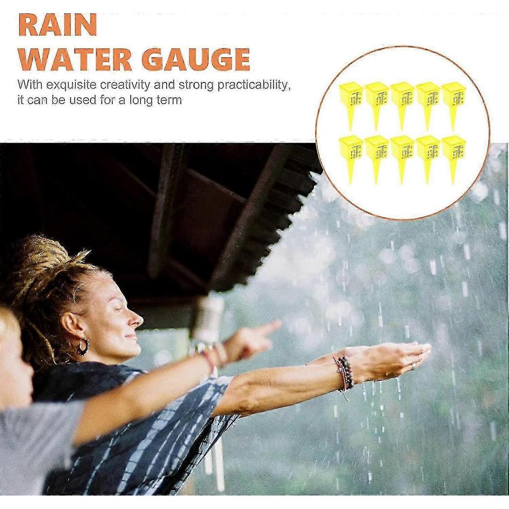 Outdoor Rain Gauge Rainfall Gauge: Rain Measure Stake Tube Garden Rain Measuring Cup For Outside Yard Lawn Land Rain Volume Measure Tools(yellow)(10pc