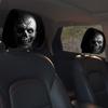 1pair Elastic Fabric Skull Headrest Cover Universal Fit Halloween Auto Slipcover  Punk Drivers