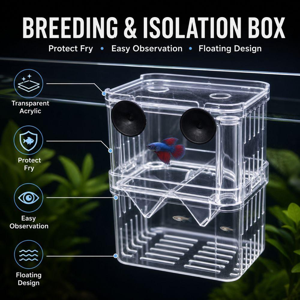 Transparent Fish Breeding Box Isolation Fish Isolation Box New Aquarium Breeder Box Fish Tank Use