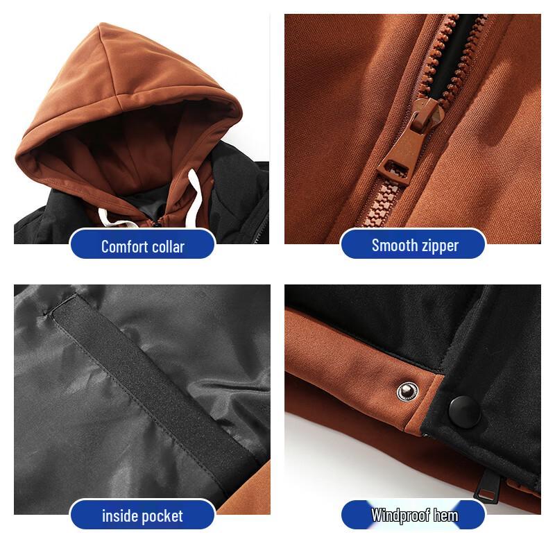 JEANSWEST Unisex Fake Two-Piece Hooded Padded Jacket