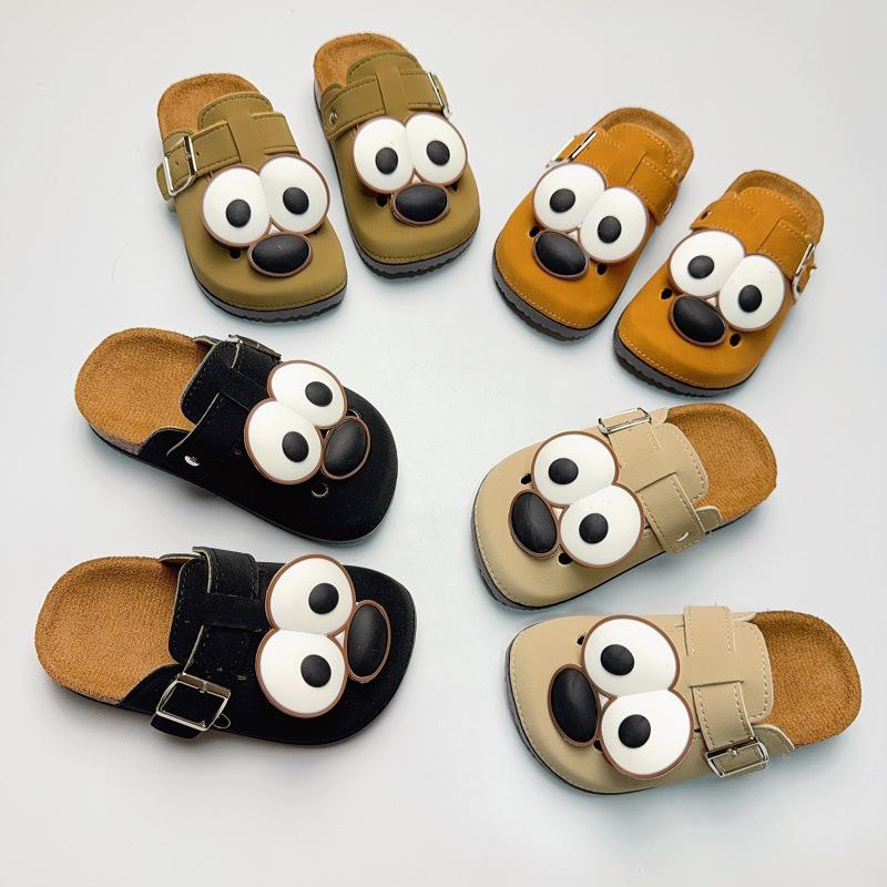 Детские ретро-сабо Birkenstock с мультяшным рисунком, нескользящие, с закрытым носком и толстой подошвой