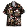 Christmas Hat Animal Graphic Blouse Santa Hawaiian Shirt Men Women Youth, Funny Raccoon Cat Shirts Holiday Aloha Xmas Outfit
