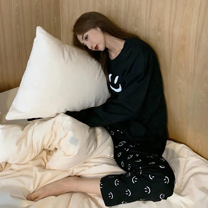 2 шт. пижамы женские весенне-осенние брюки с длинными рукавами повседневные носимые двухсекционные студенческие милые домашние служебные костюмы спортивный спортивный костюм