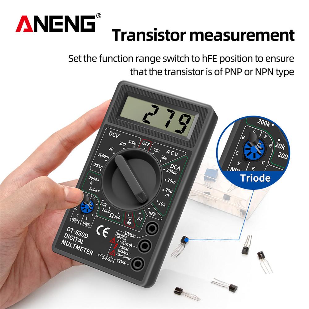 Aneng DT830D мини-цифровой мультиметр, вольтметр, тестер напряжения, ампер-ома, амперметр постоянного тока и переменного тока, измеритель мощности с зондом, зуммером