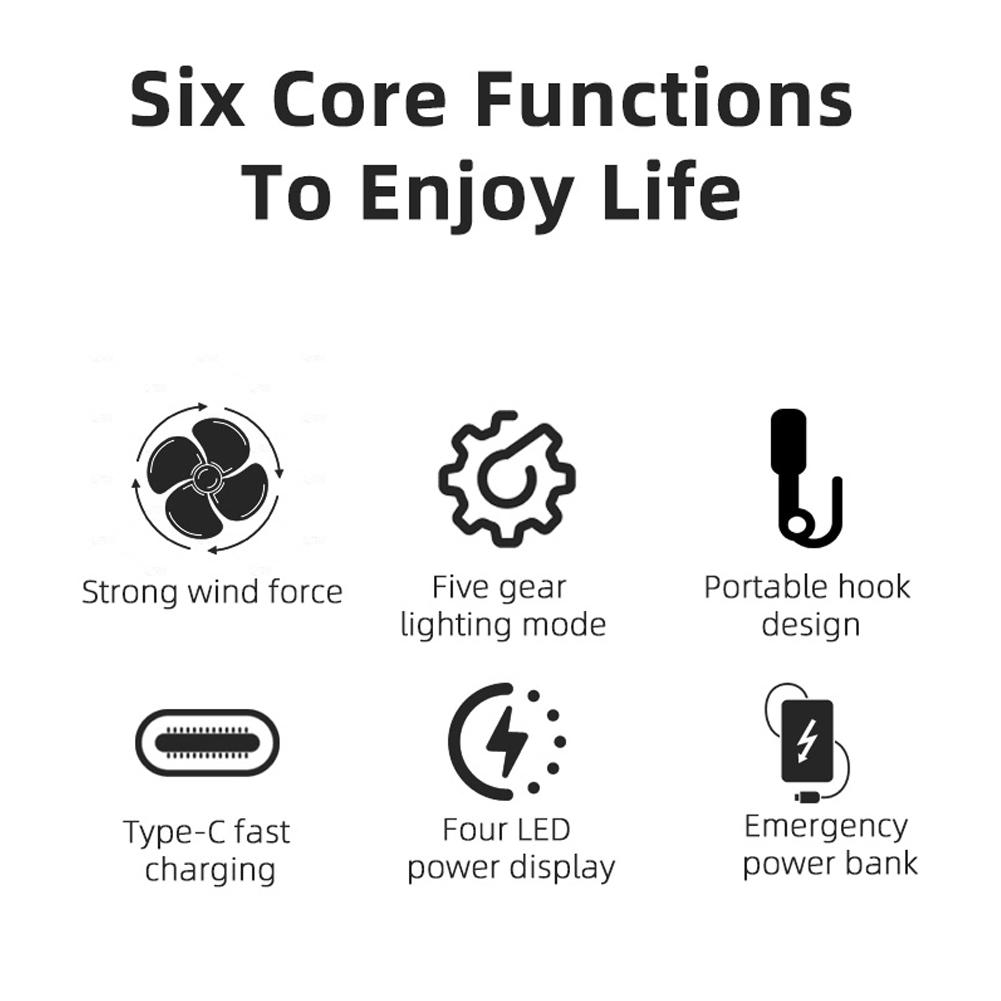 Многофункциональный вентилятор для кемпинга, уличный портативный светильник, ручной светильник с быстрой перезарядкой, электрический вентилятор для