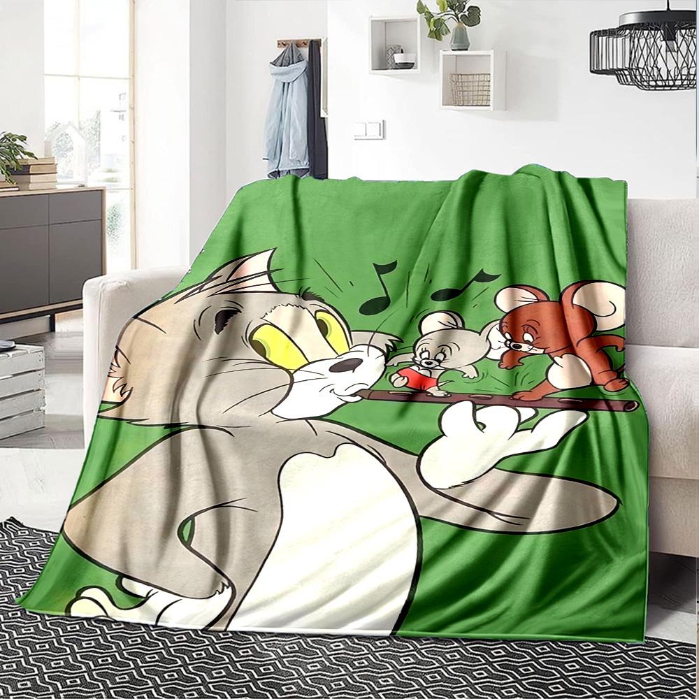 1pc Tom and Jerry Flannel Blanket Soft Warm Throw for Home, Office, Travel, All-Season Cozy Bedding GiftL1103