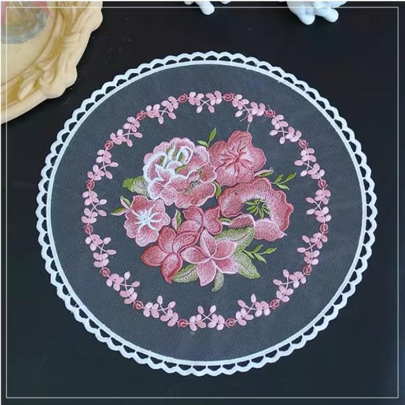 Лучший китайский вышитый цветок круглый подставка под приборы кухонная подставка против ожогов коврик для украшения свадьбы и аксессуаров для стола