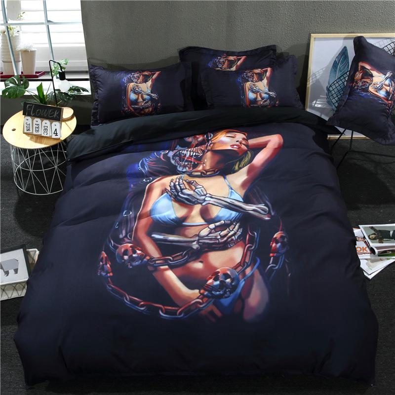 Sexy Beauty Skeleton Girl Bedding Set 3d Duvet Cover Polyester Comforter Cover Twin Queen King Single Size Luxury Fashion Gift