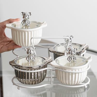 Креативная банка для специй Bear Light Роскошная керамическая банка для специй Домашняя приправа Инструменты Гальваническая солонка Кухонные принадлежности