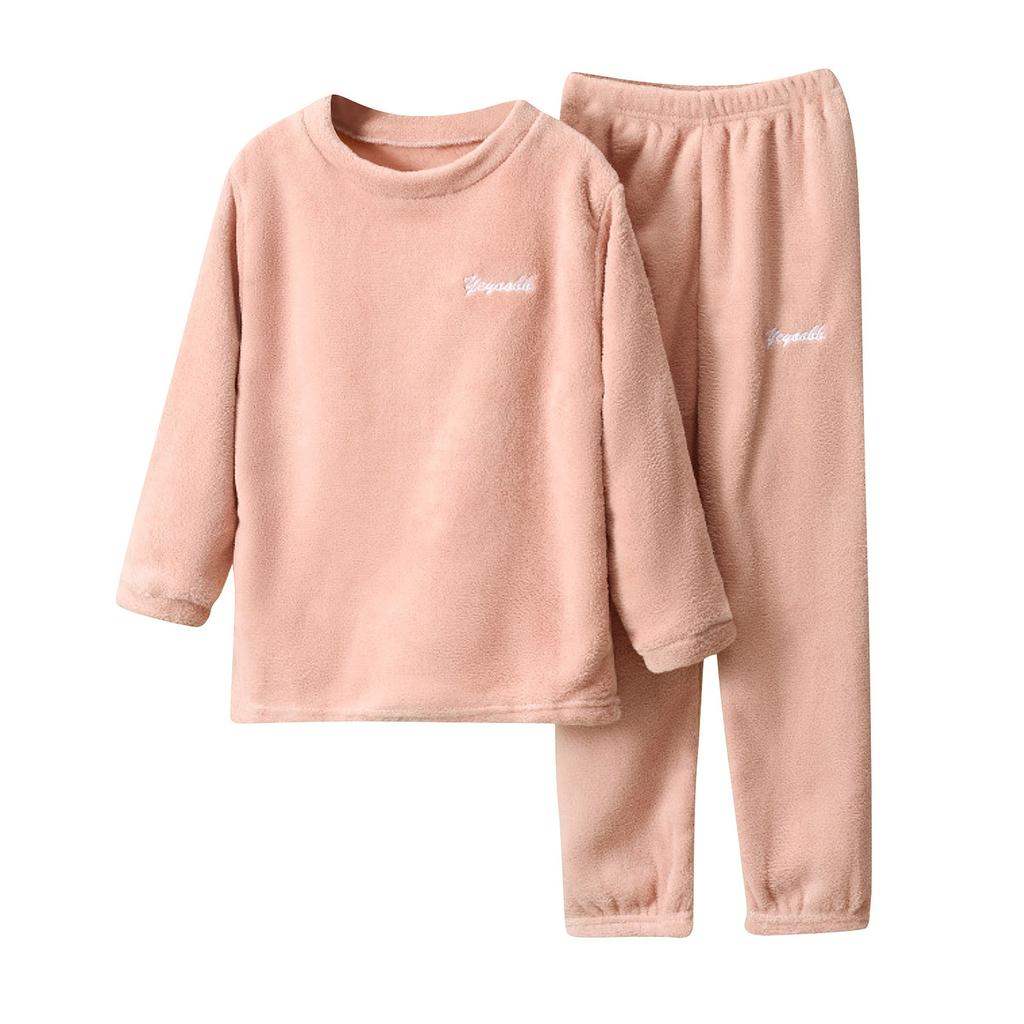 Детский коралловый бархатный пижамный комплект Детская домашняя одежда для лица