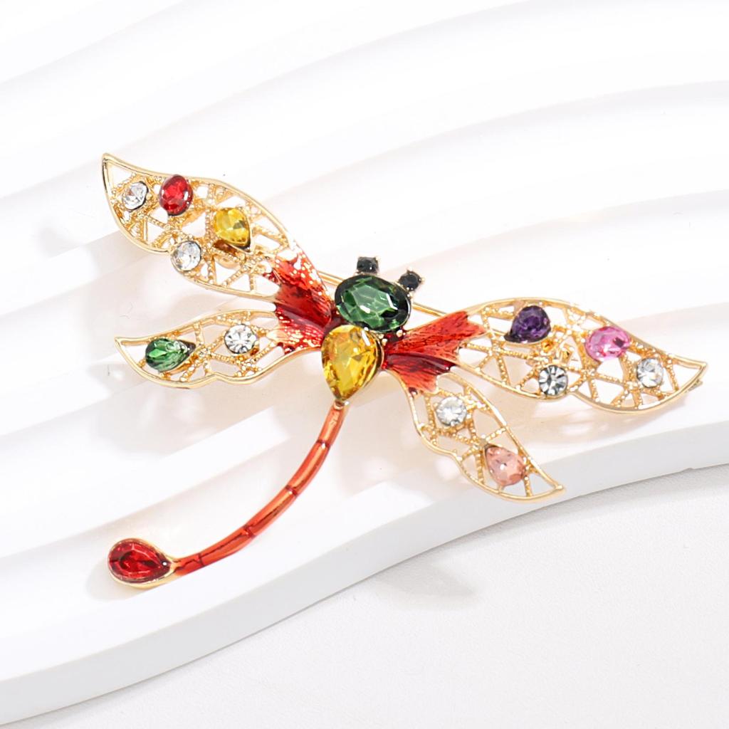 Женское пальто полихроматическая брошь-стрекоза, новая шестицветная брошь со стразами, булавка для женщин, ювелирные изделия, подарки PD1080