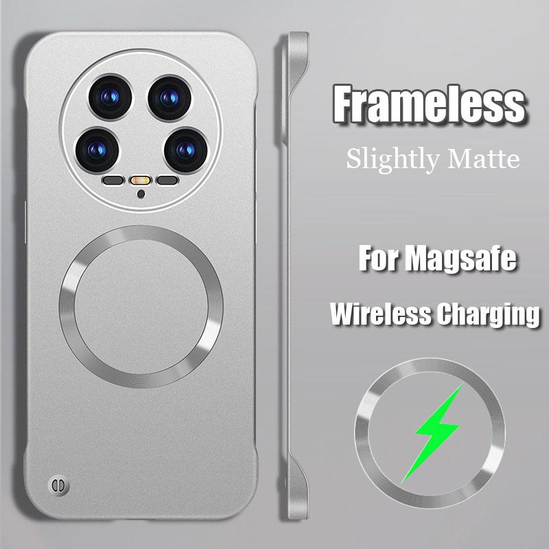 Для Magsafe Magnetic Frameless Phone Case для Xiaomi 14 Pro 13 Ultra Coque Wireless Charging Magsafe Borderless Cover для Mi 14 Ultra 13 Pro Fundas