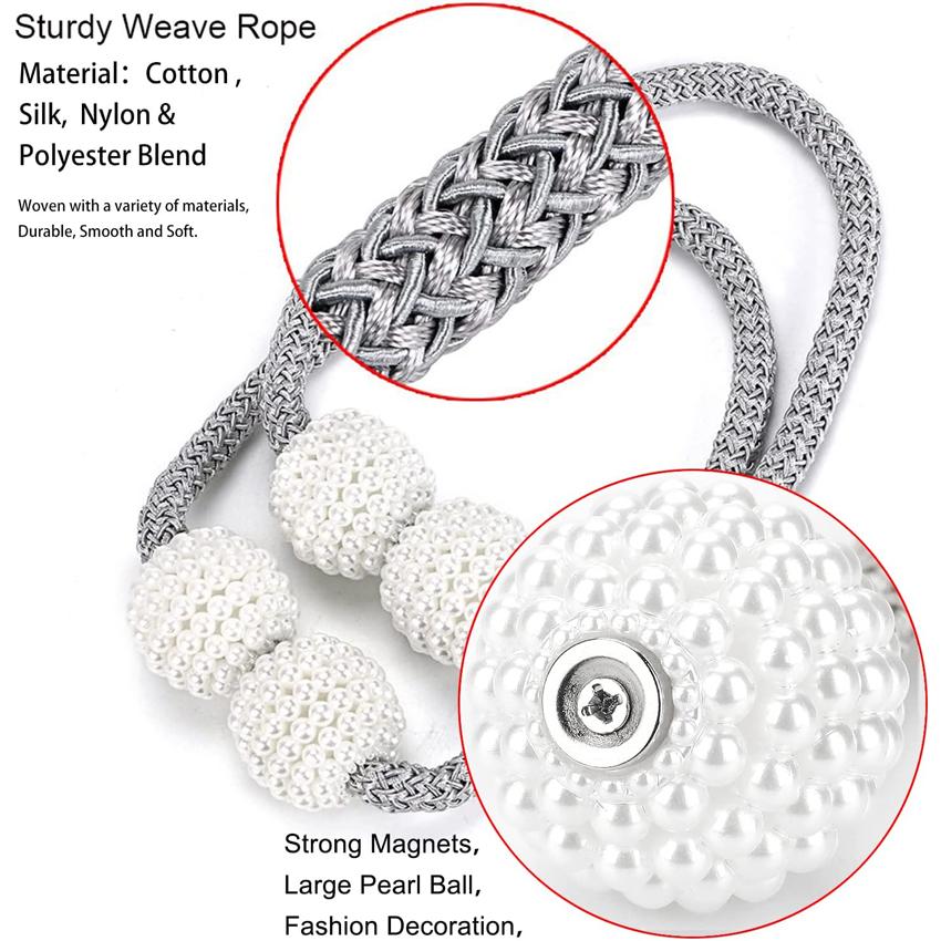 Магнитные подхваты для штор с жемчужным шаром, пряжка для домашних штор, европейское украшение, плетение, зажимы, веревочные ремни, держатель для больших драпировок