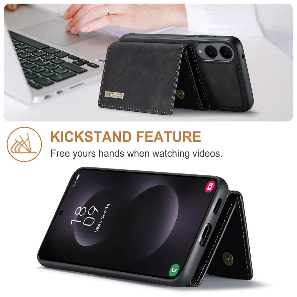 DG.MING M1 Series for Samsung Galaxy S25 Edge Case Kickstand PU Phone Cover with Detachable Wallet